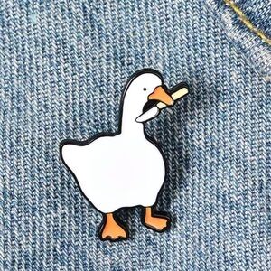 3/$25 Duck with Knife Pin Badge Brooch